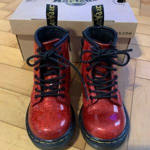 Doc Martens Red Glitter Lamper Boot (Toddler)